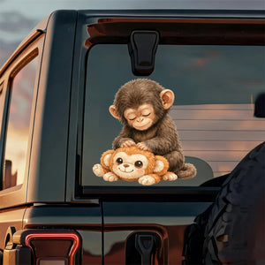 Baby Monkey Hugging Plush Sticker - Gift for Family & Kids