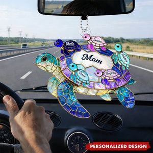 Personalized Sea Turtle Mom Car Ornament - Mother's Day Gift for Her