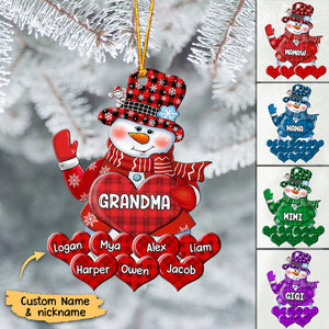 Colorful Christmas Snowman Grandma Mom Little Heart Kids Customized Ornament