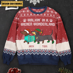 Dachshund Through The Snow - Personalized Ugly Sweater - Christmas Gift For Dog Mom, Dog Dad, Pet Lovers
