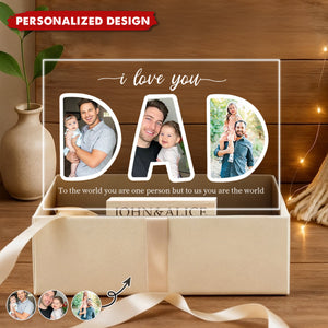 Personalized DAD Photo Collage Acrylic Plaque -Heartfelt Family Memory Gift for Dad