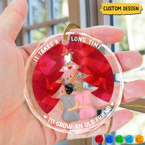 2024 New Release - Grow An Old Friend - Personalized Circle Glass Ornament