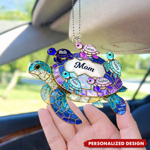 Personalized Sea Turtle Mom Car Ornament - Mother's Day Gift for Her