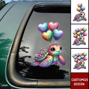 Pretty Sea Turtle Nana Auntie Mom Sweet Heart Balloon Kids Personalized Decal