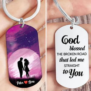God bless this broken road that brought me straight to you - Personalized Keychain