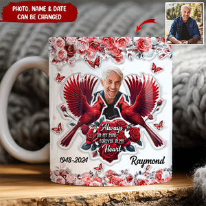 Always On My Mind Forever In My Heart 3D Inflated Effect Cardinal Bird Personalized Edge-to-Edge Mug