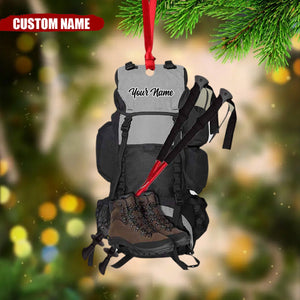 Hiking Bag - Personalized Acrylic Christmas / Car Ornament - Gift For Hiking Lover