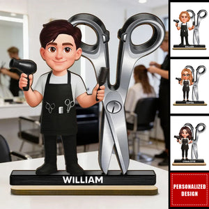 Personalized Cartoon Hairdressers Wooden Plaque – Gift For Male Or Female Hairdressers