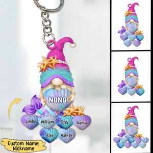 Mermaid Grandma Cute Heart Shell Grandkids Personalized Keychain