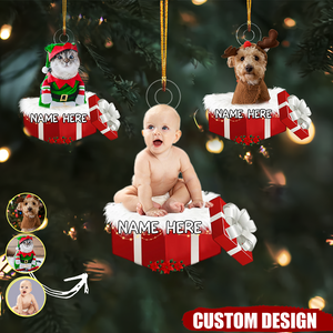 Baby Or Pet Christmas Gift - Personalized Photo Mica Ornament