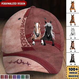 Love Horses Colorful Leather Pattern Personalized Classic Cap