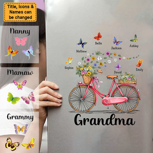 Gift for Grandma Bicycle With Flowers Personalized Decal/Sticker