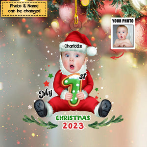 Personalized Custom Acrylic Ornament from Photo - Baby Onesie - My First Christmas