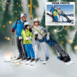 Personalized Skiing Upload Photo Christmas Ornament