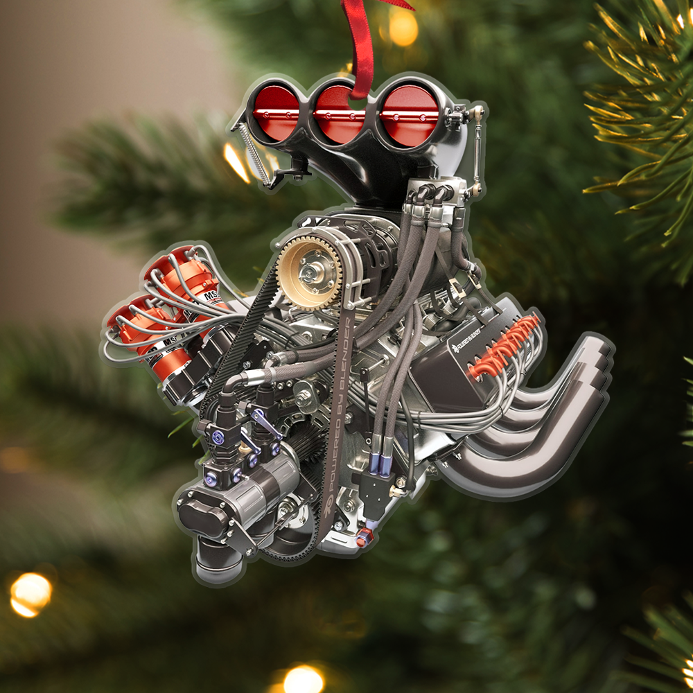 Drag Racing Hot Rod V8 Engine, Custom Drag Racing Ornament, Christmas Gift For Racing Lovers