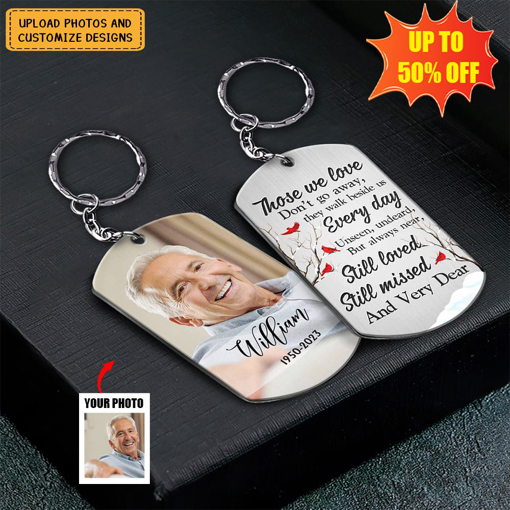 Custom Photo Those We Love Don't Go Away - Memorial Gift - Personalized Aluminum Keychain