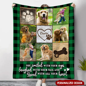 Personalized Memorial Custom Photo Puppy Pet Dog Loss Gift You Smiled With Your Eyes Blanket
