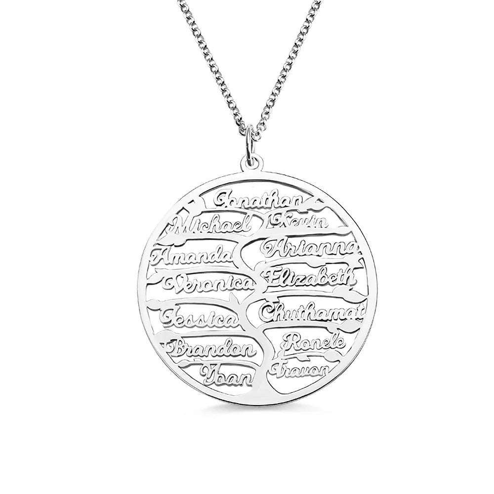 Personalized Family Tree Necklace with 1-13 Name Tree of Life jewelry Christmas Gift for Mom Grandma