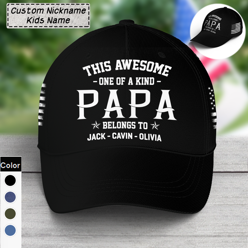 This Awesome One Of A Kind Papa / Grandpa - Personalized Classic Cap