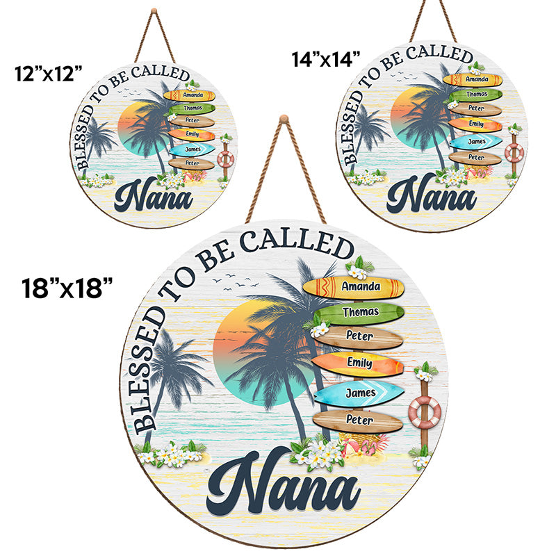 Blessed To Be Called Grandma - Family Personalized Custom Shaped Home Decor Wood Sign - Summer Vacation, House Warming Gift For Grandma