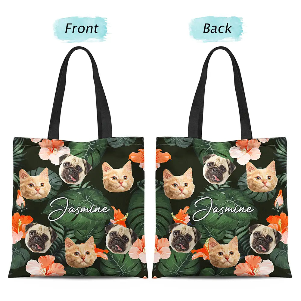 Custom Photo Funny Family Kid/Pet Face - Personalized Zippered Canvas Bag