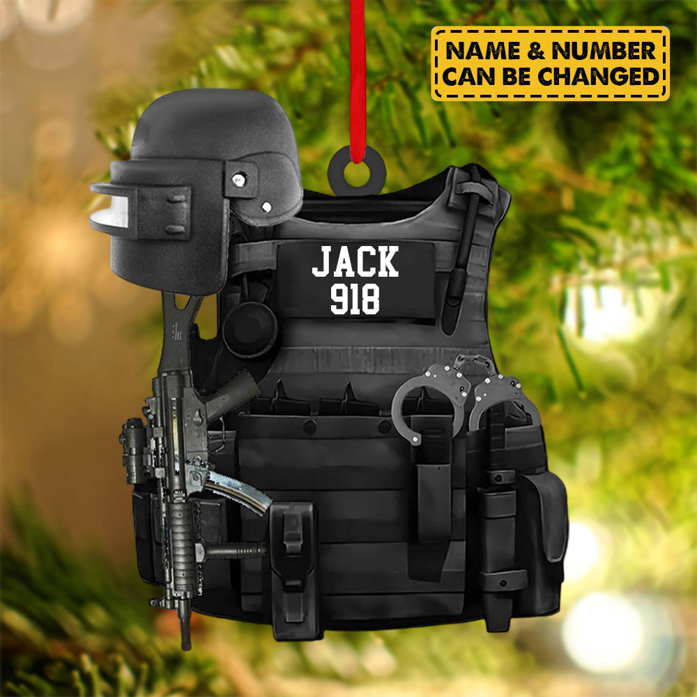 Personalized Ornament Gift For Swat Police - Swat Police Bulletproof Gun 2 Sided Ornament