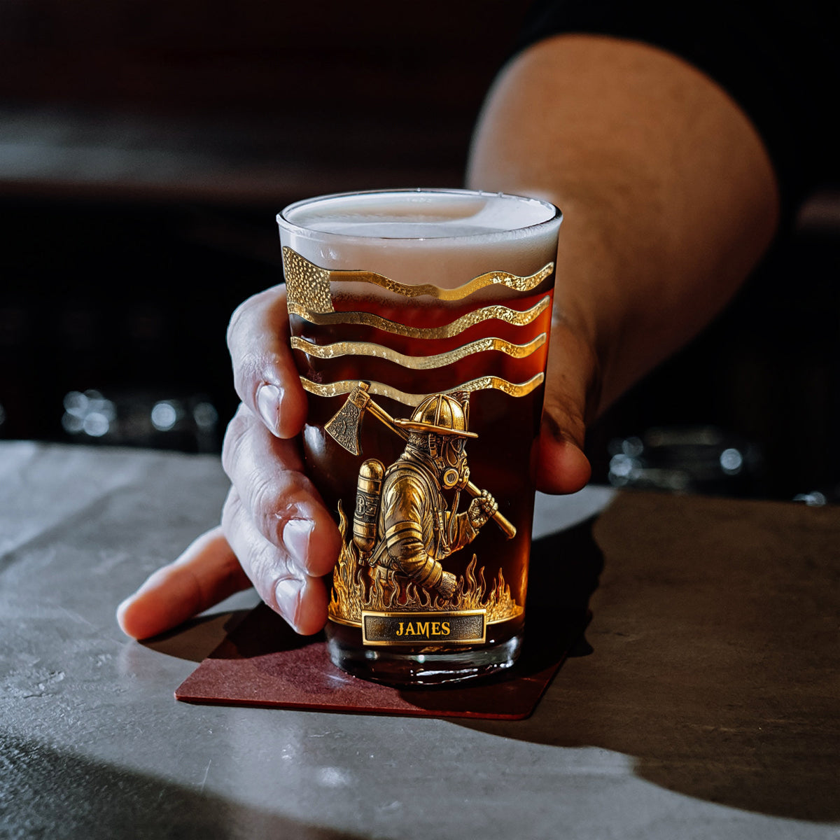 Proud Firefighter - Personalized Firefighter Beer Glass