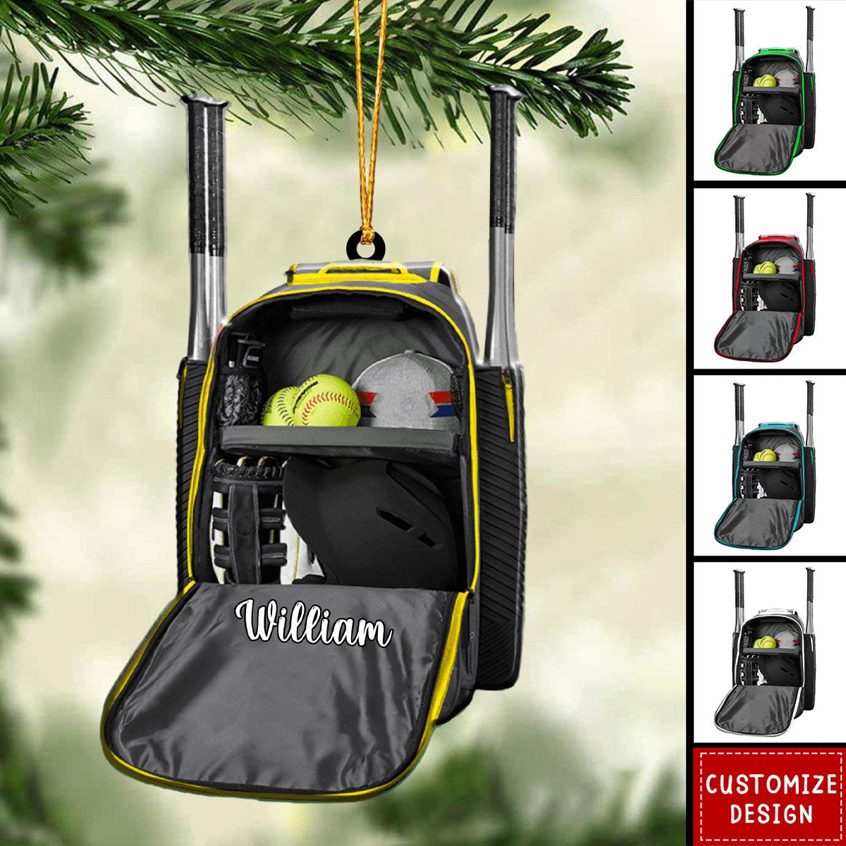 2024 New Release - Personalized Softball Equipment Christmas Ornament