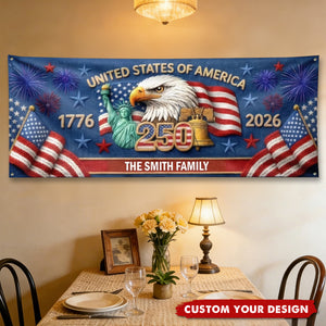 Custom USA 250th Anniversary Family Flag – Patriotic 1776-2026 Banner