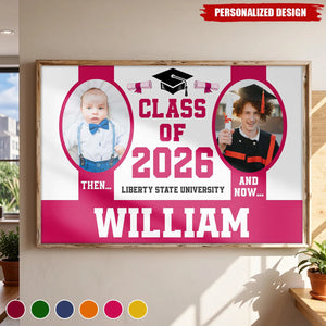 Personalized 2026 Graduation Then and Now Poster - Custom Name & Photo University Grad Gift