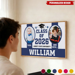 Personalized 2026 Graduation Then and Now Poster - Custom Name & Photo University Grad Gift