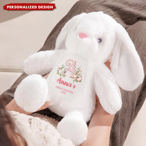 Personalized Baby Bunny Plush Doll– Custom Name & Initial Soft Easter Bunny Gift for Baby
