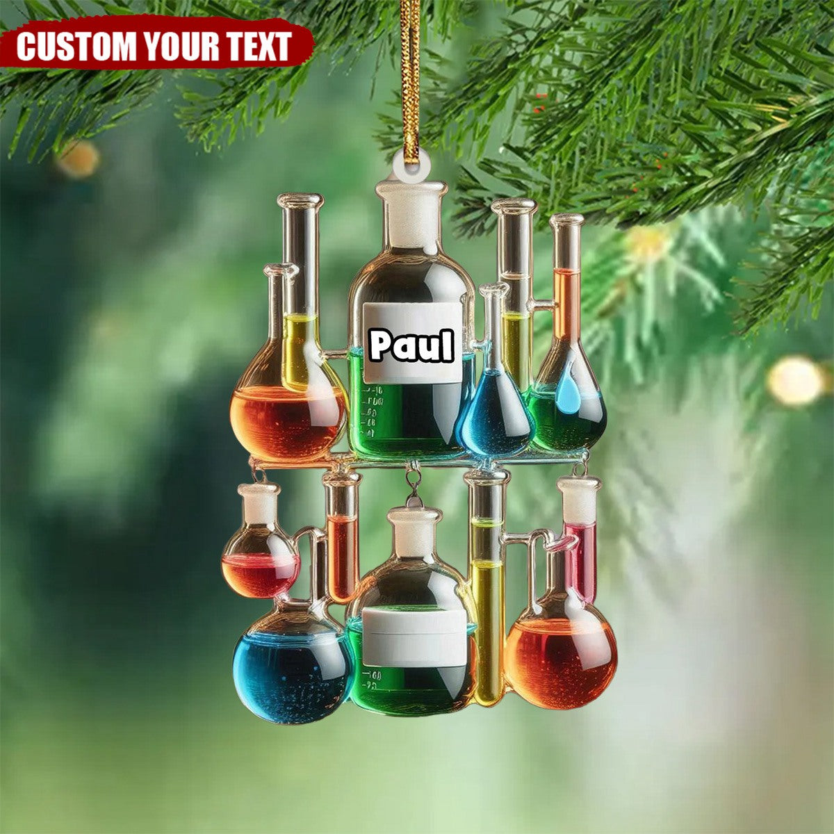 Personalized Glass Chemistry Christmas Ornament  Gift for Teacher- 2024 New Release