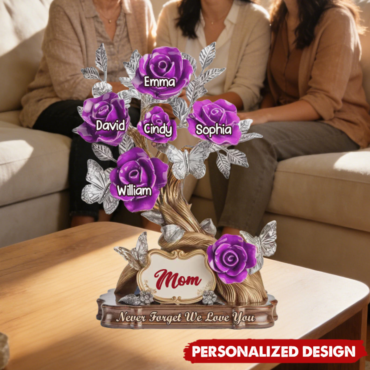 Personalized Family Tree Rose Acrylic Plaque - Gifts For Mom, Grandma