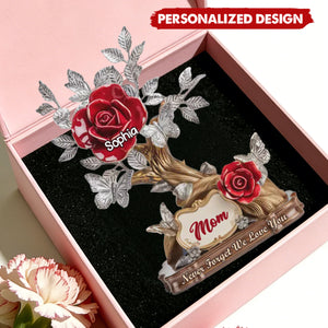 Personalized Family Tree Rose Acrylic Plaque - Gifts For Mom, Grandma