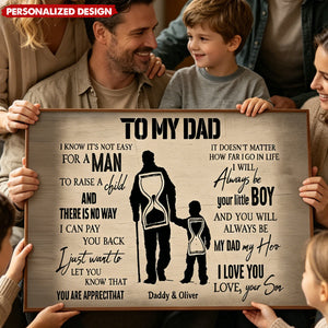 Personalized To My Dad Quote Poster - Father Child Silhouette Wall Art