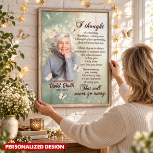 Personalized Memorial Canvas Poster, I Thought Of You Today Custom Photo Remembrance Wall Art
