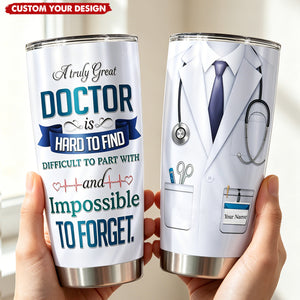 Personalized Doctor White Coat Stainless Steel Tumbler - Custom Name Medical Travel Cup
