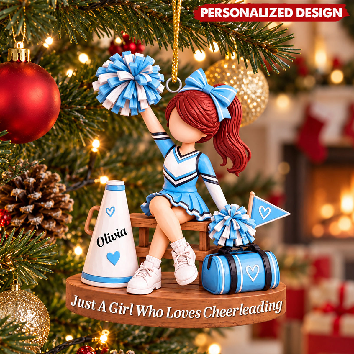 Personalized Cheerleader Girl Christmas Ornament - Custom Name Acrylic Christmas Tree Decor