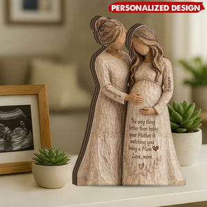 Personalized “Watching You Being a Mom”  Wooden plaque -  Custom Names Generational Love Gift