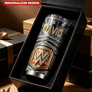 Personalized WWE World Championship Belt Stainless Steel Tumbler- Custom Name