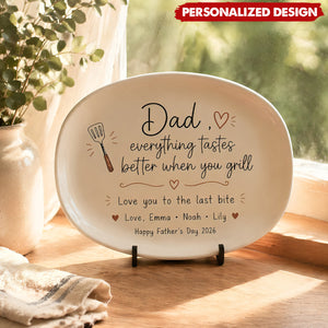 Personalized Date or Kid Name BBQ plate - Unique Father’s Day Grill Gift