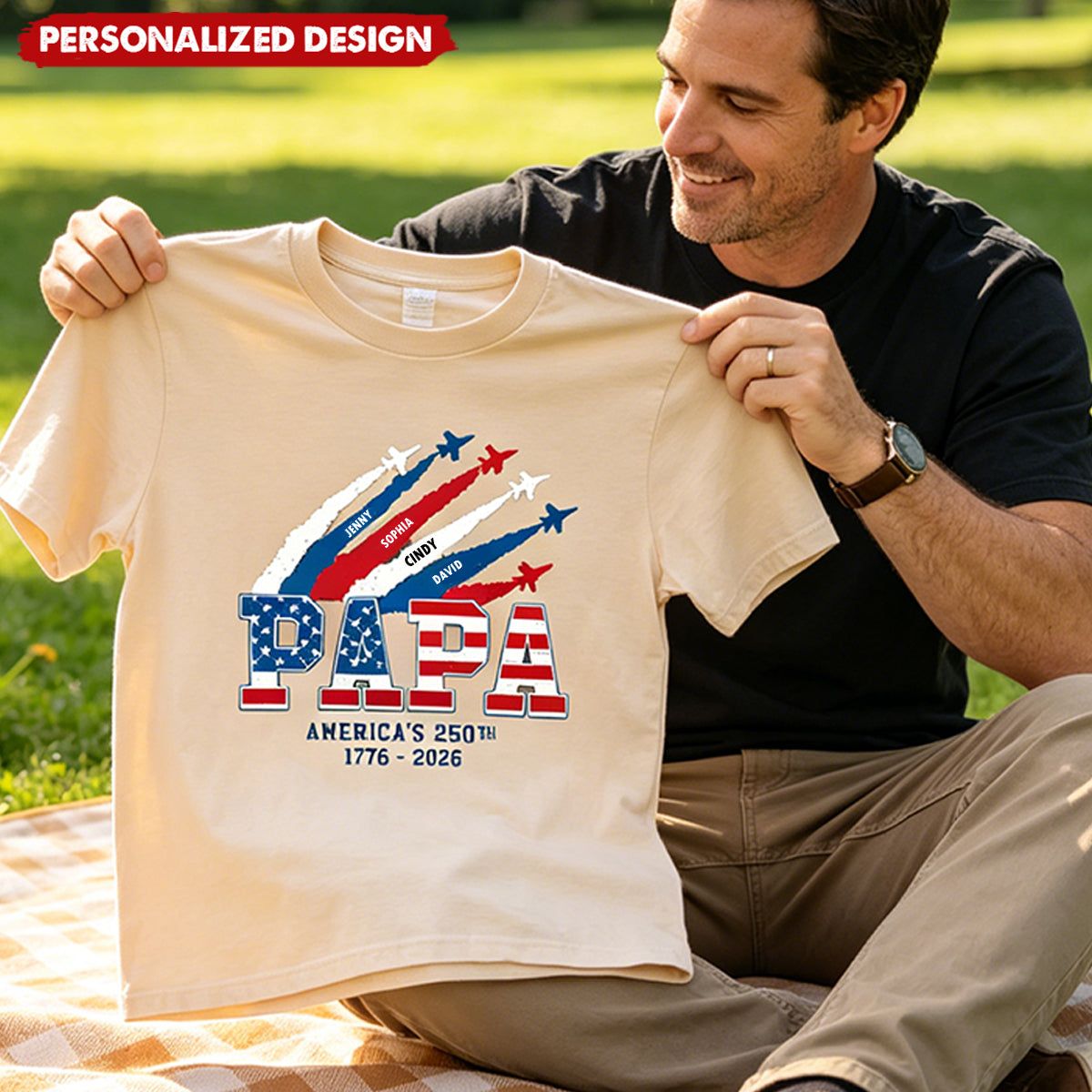 Personalized “Flyover Crew” T-Shirt - Custom Names Patriotic Tee