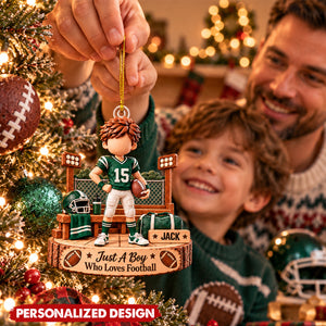 Personalized Football Player Acrylic Christmas Ornament - Custom Jersey Number