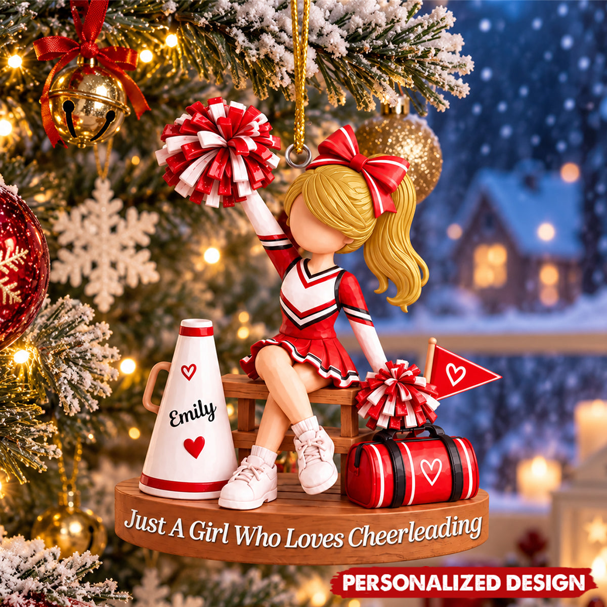 Personalized Cheerleader Girl Christmas Ornament - Custom Name Acrylic Christmas Tree Decor