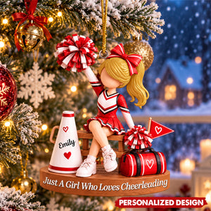 Personalized Cheerleader Girl Christmas Ornament - Custom Name Acrylic Christmas Tree Decor