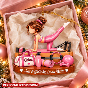 Personalized  Pilates Themed Acrylic Christmas Ornament - Custom Name Hanging Decor