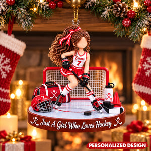 Female Ice Hockey Player Personalized Christmas Ornament