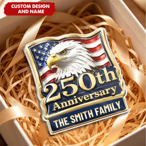 Personalized America 250th Anniversary Acrylic Fridge Magnet - Custom Family Name Keepsake Gift