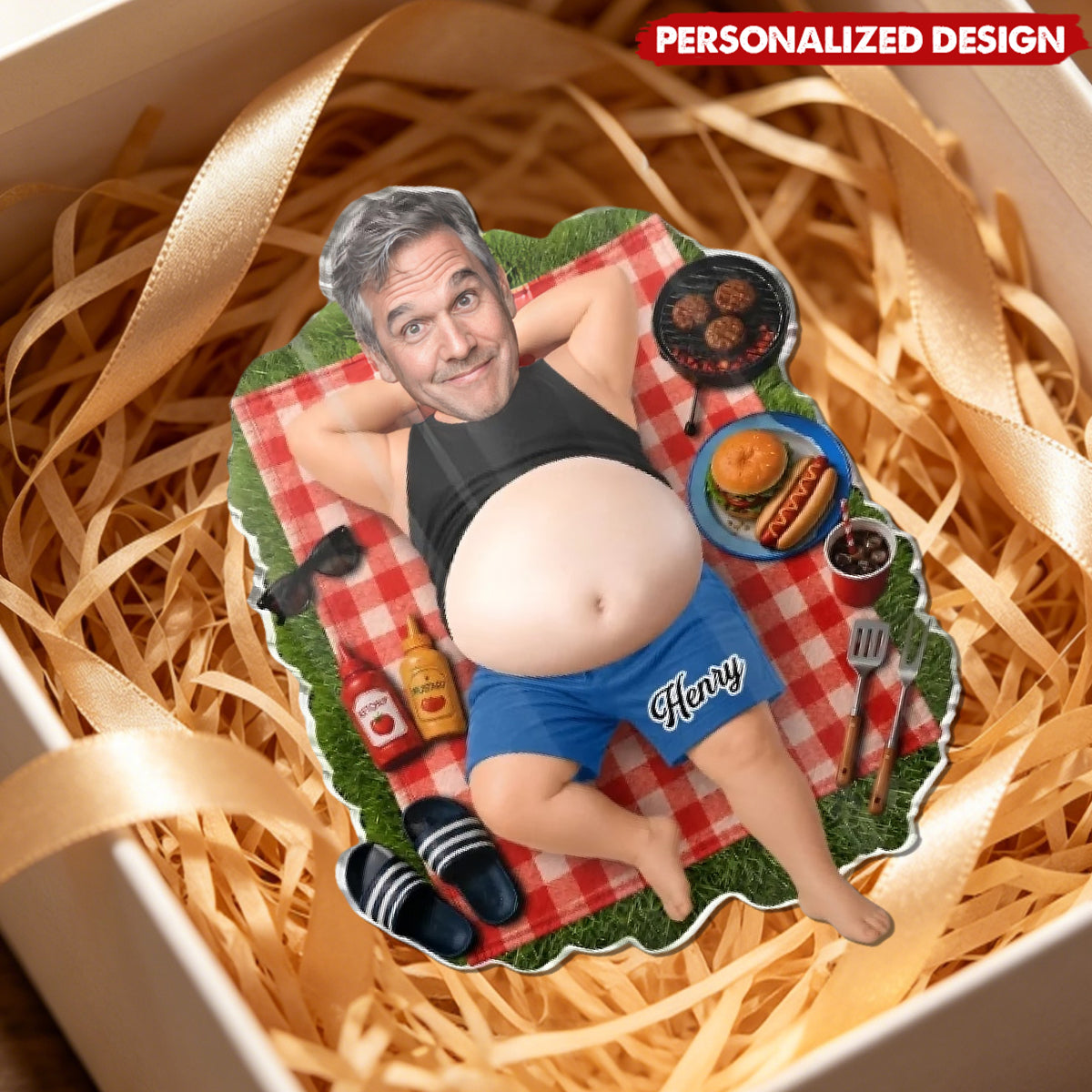 Personalized Funny Dad Vacation Acrylic Fridge Magnet - Design with Your Photo & Name